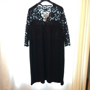 NWT KAREN KANE 3/4 lace knit black dress 3X